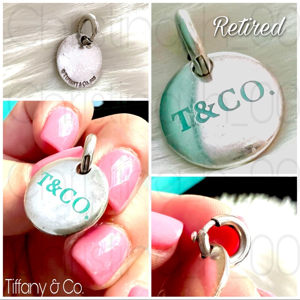 Tiffany & Co. enamel round tag charm with spring bale